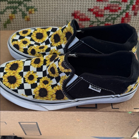 Vans Sunflower Checkered Slip-On Sneakers - Black and Yellow - Picture 1 of 9